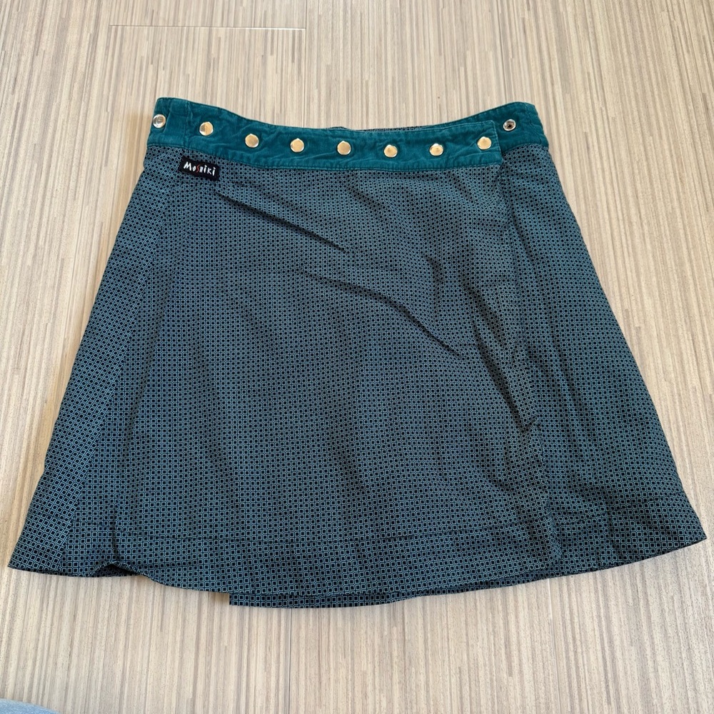 Moshiki Wrap Skirt Snaps Adjustable from Small - Large in Deep Teal and Charcoal